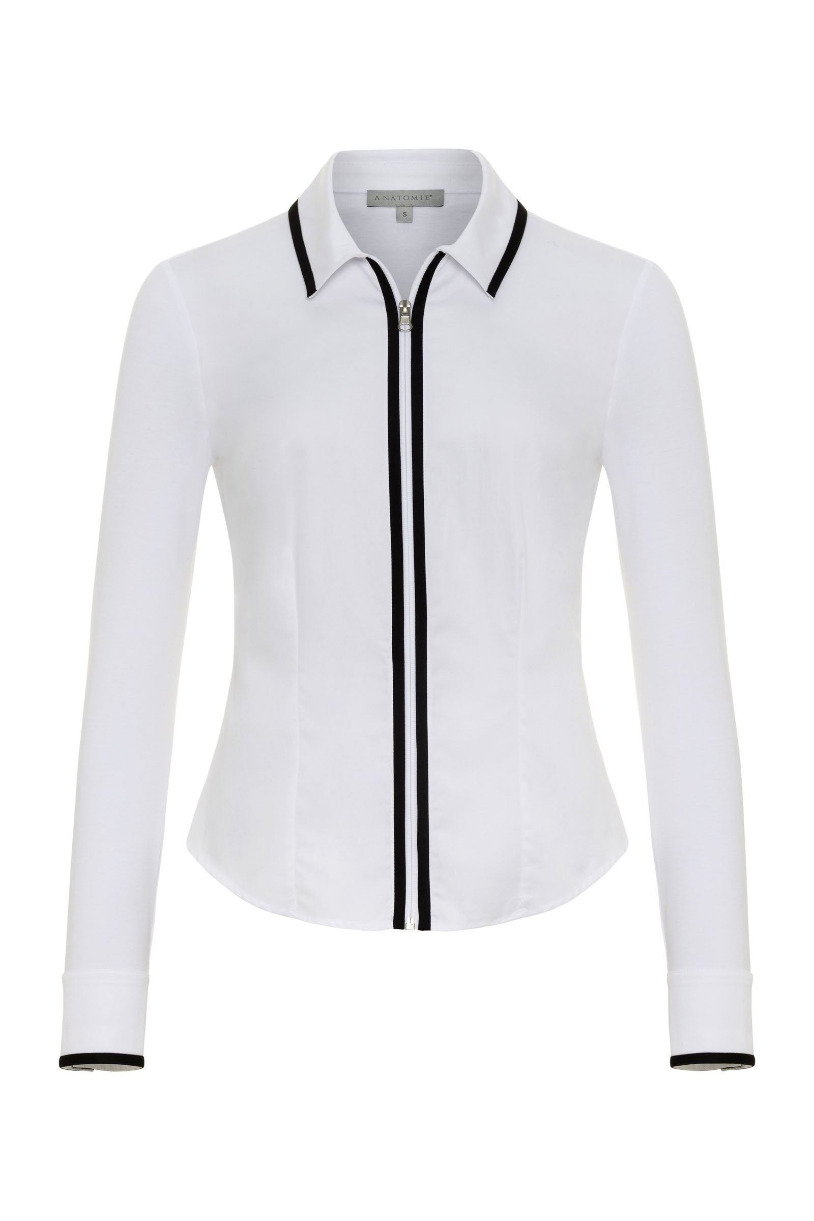 Bruna Collared Zip Top with Poplin Front