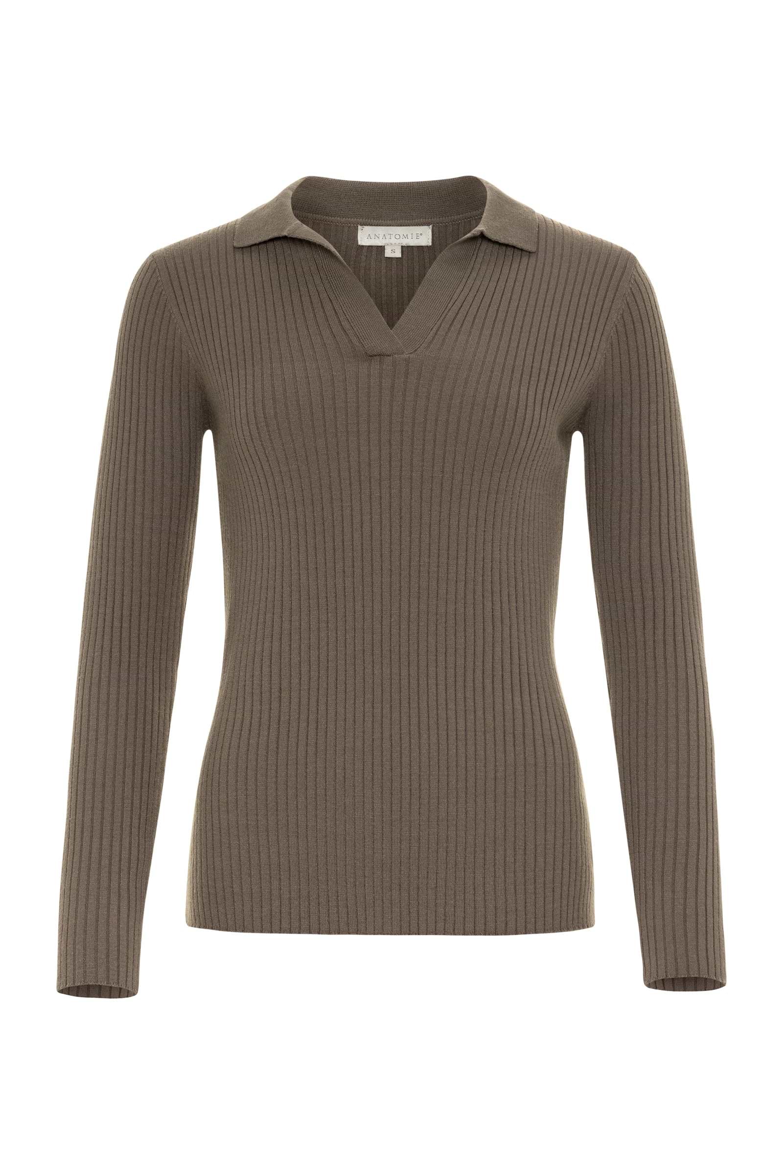 Georgie Rib Sweater Knit Collared Top
