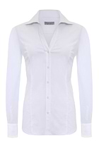 The Best Travel Shirt. Flat Lay of a Beth Button Front Shirt in White