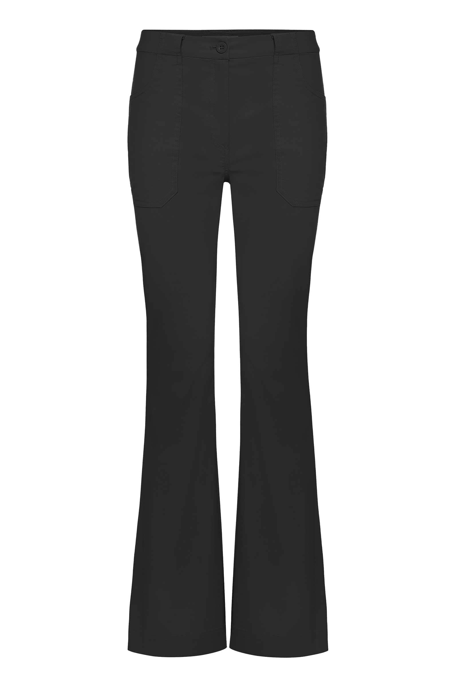 The Best Travel Pant. Flat Lay of a Darby Pant in Black.