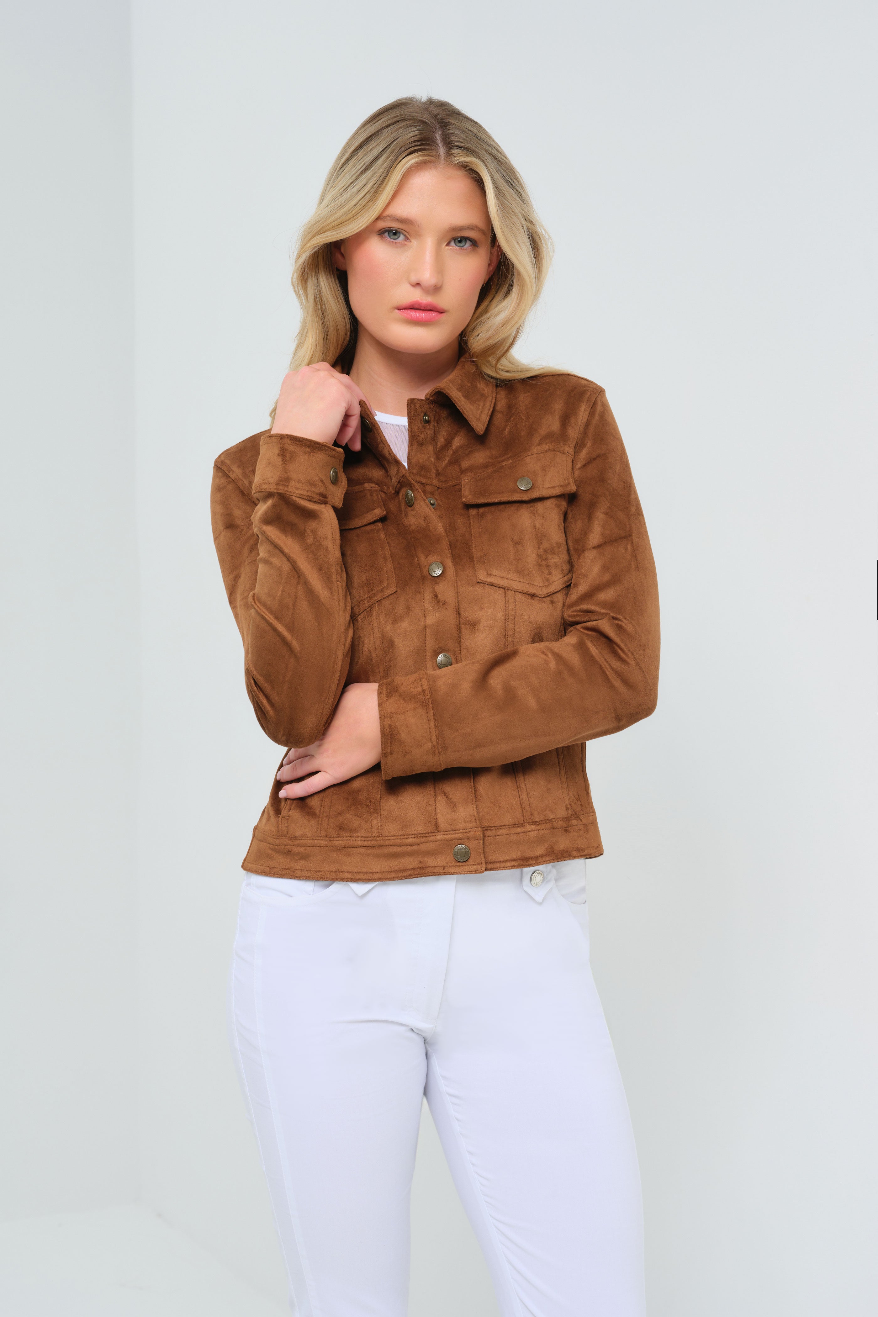 Delilah Faux Suede Trucker Jacket