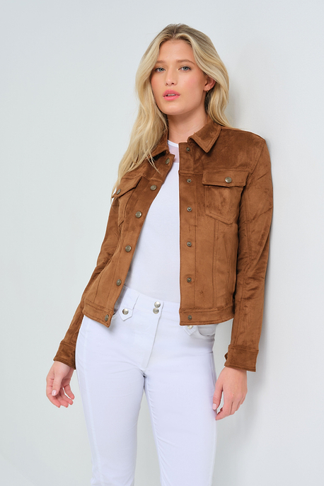 Delilah Faux Suede Trucker Jacket