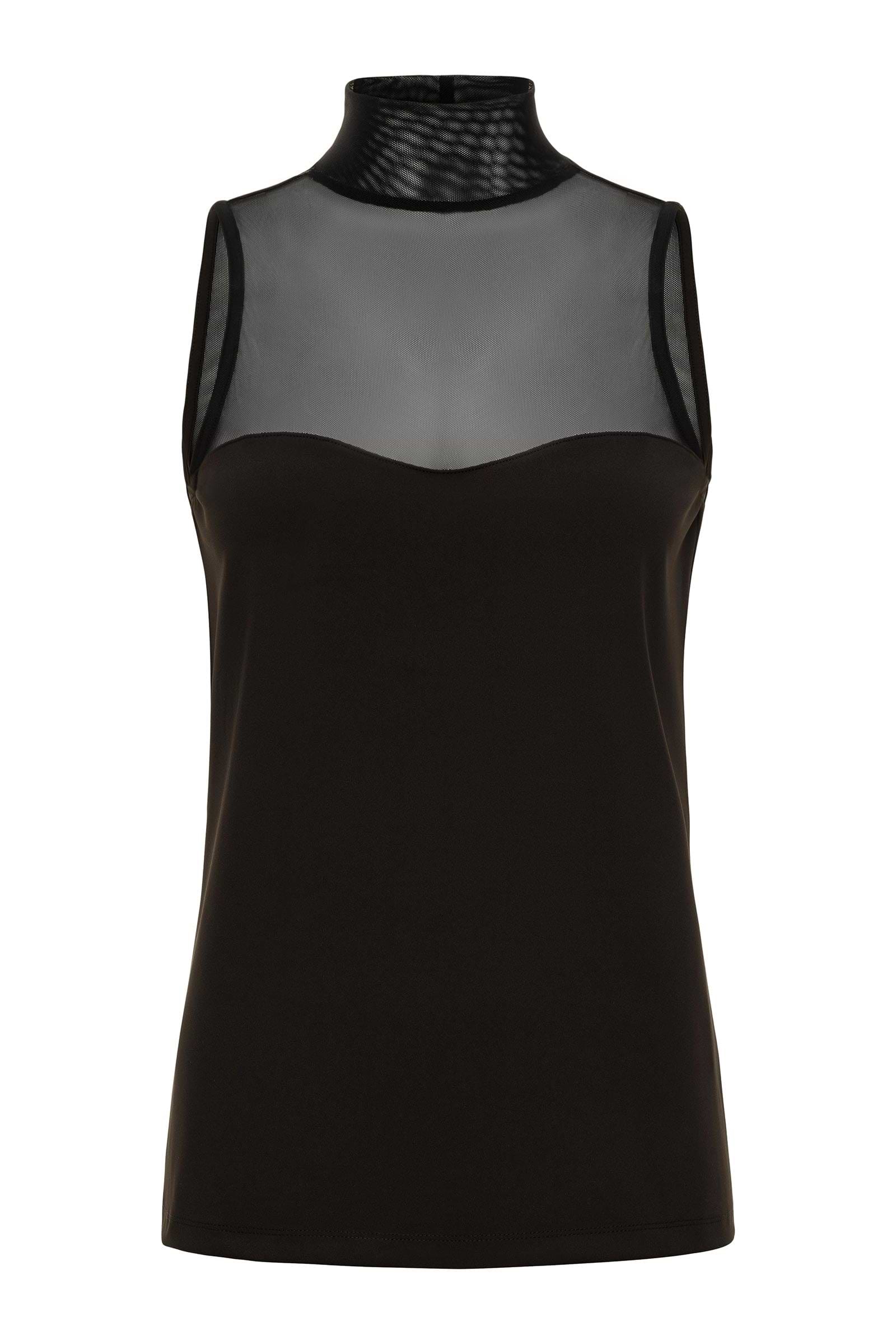 Ellen Sleeveless Mesh Mockneck Top
