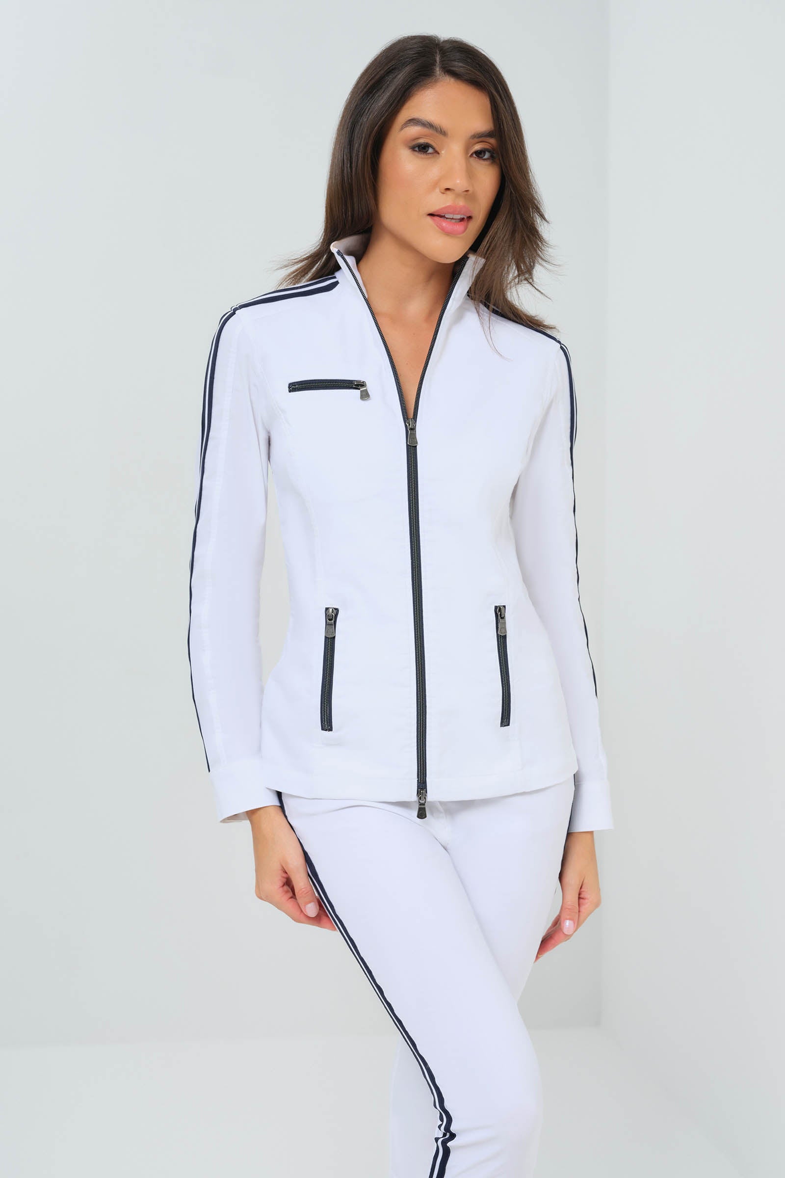 Justine Saira Zip-Up Jacket with Contrast Stripe