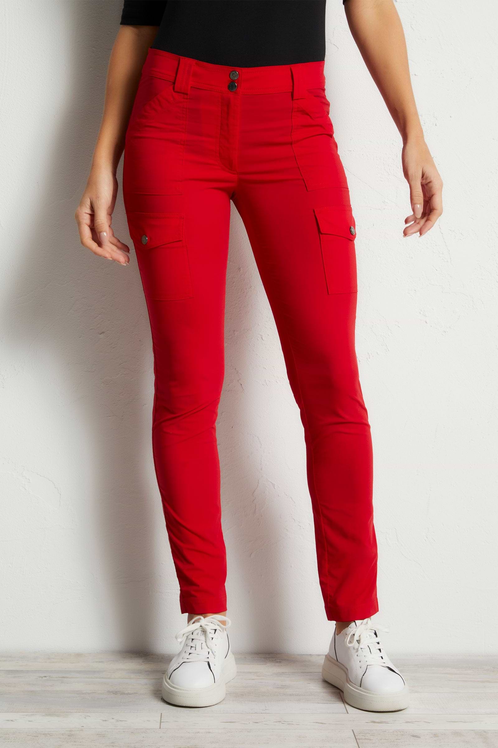 Women's Elegant Plain Skinny Red Pants S