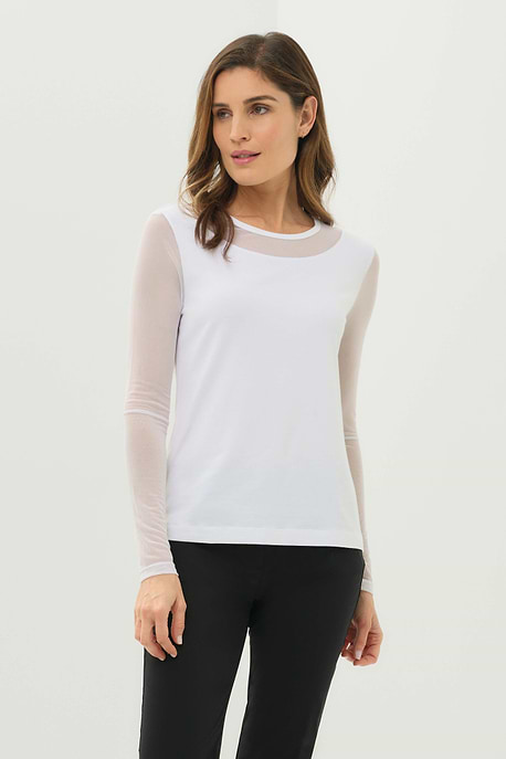 Kim Mesh-Sleeve Top in Pima Modal