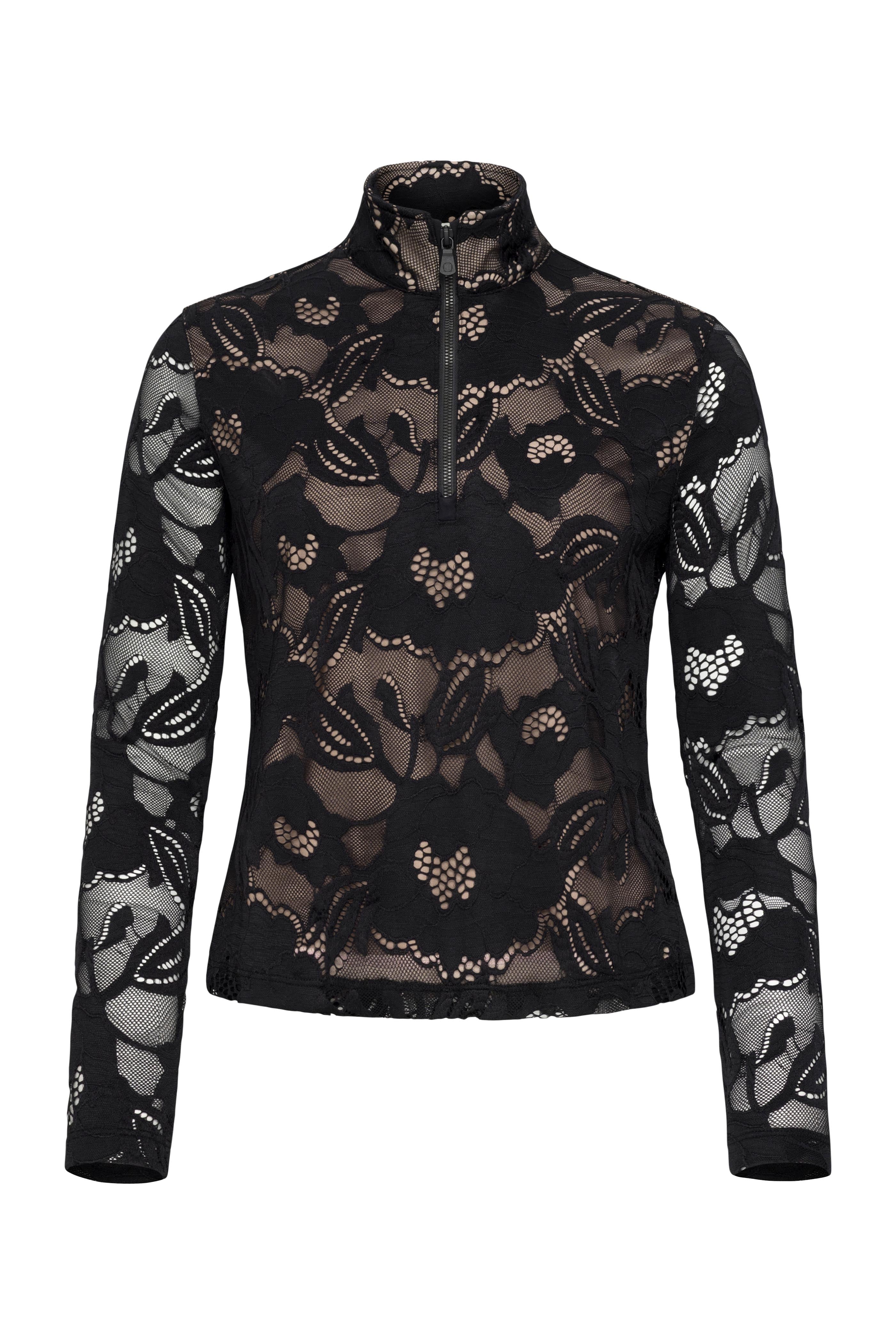 Lace Stacey Lace 1/4 Zip Front Longsleeve Top