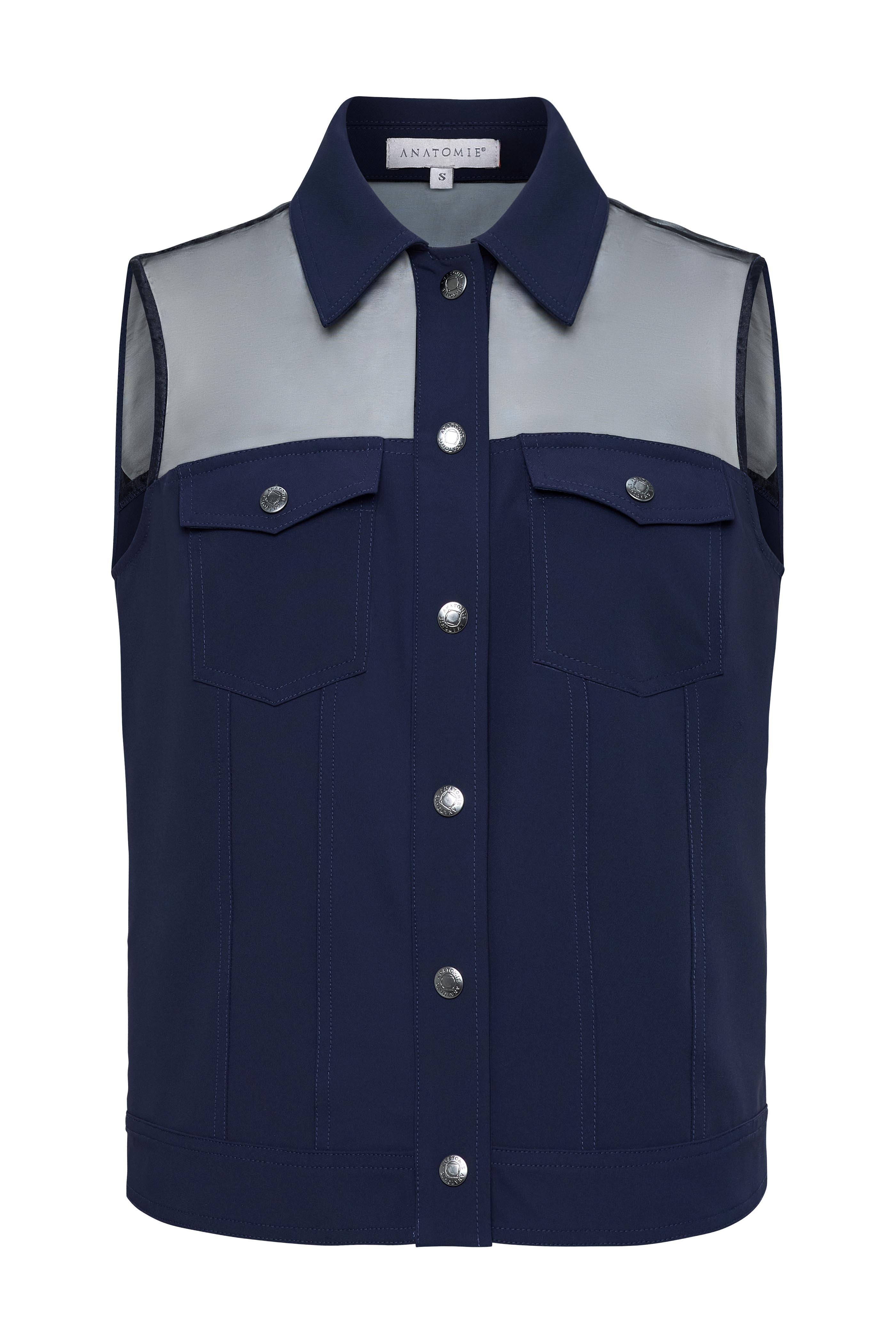 Lenox Organza & Performance Twill Sleeveless Trucker Vest