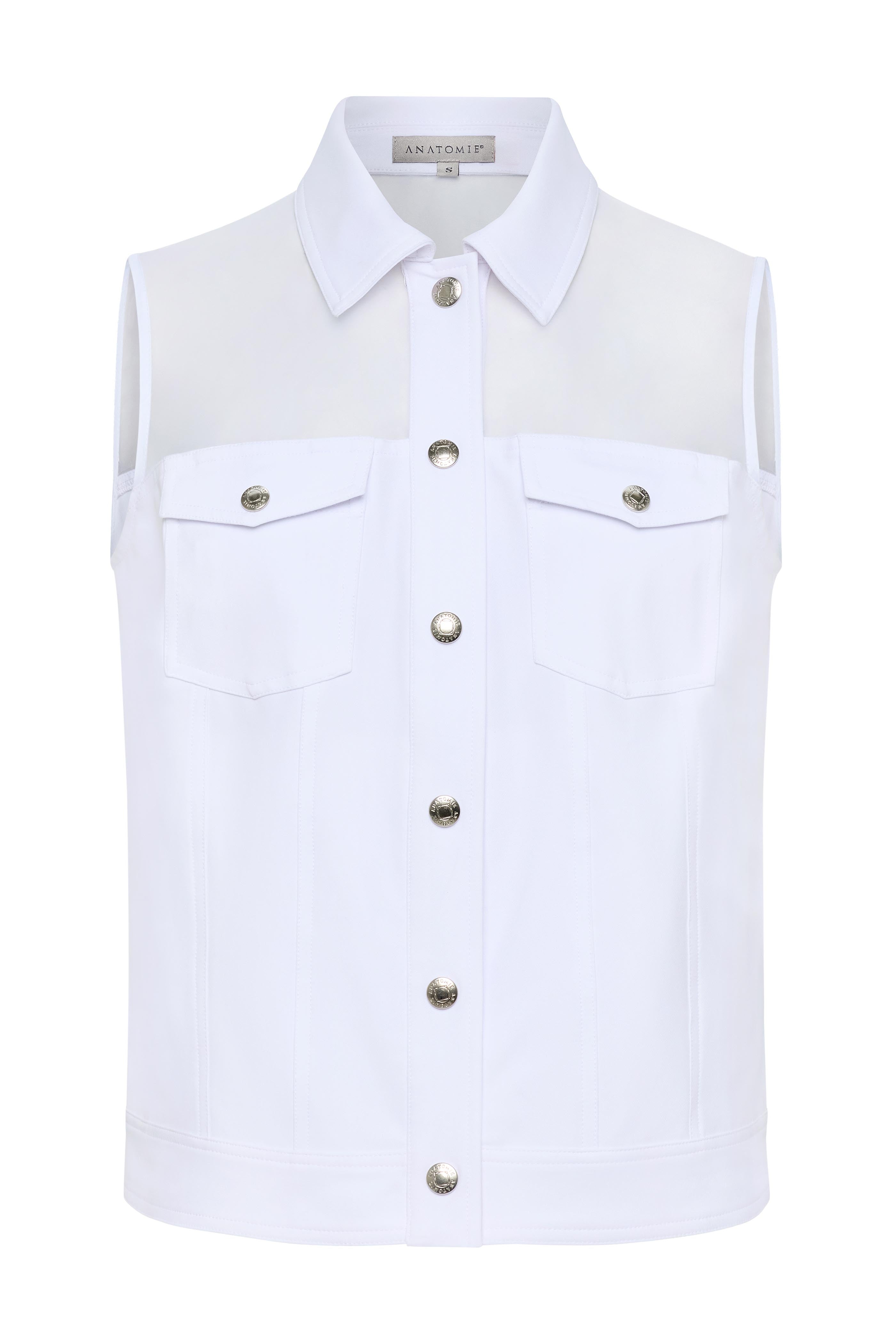 Gilet camionneur sans manches Lenox en organza et sergé performant