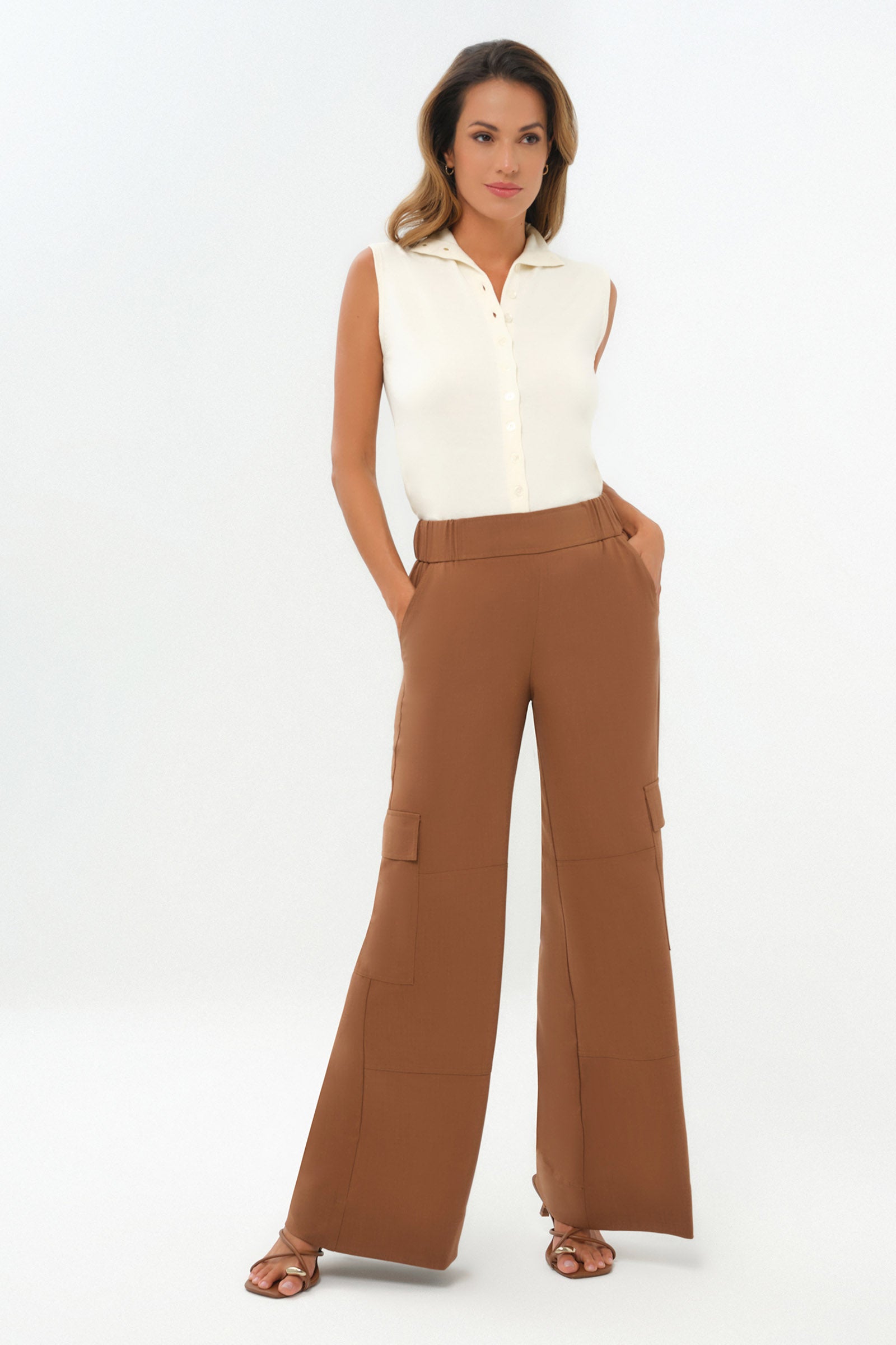 Herron Woven Cargo Wide Leg Pull-On Pant