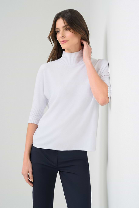 Ash Ribbed Mock Neck Sweater