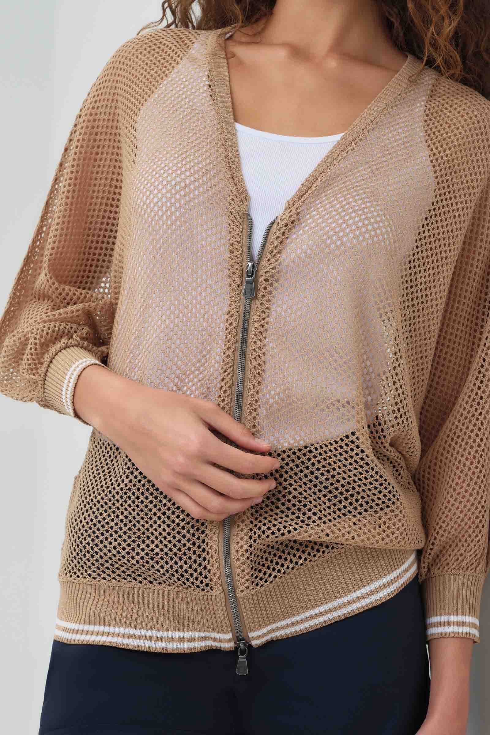 Elora Knit 3/4 Sleeve Full Zip Jacket