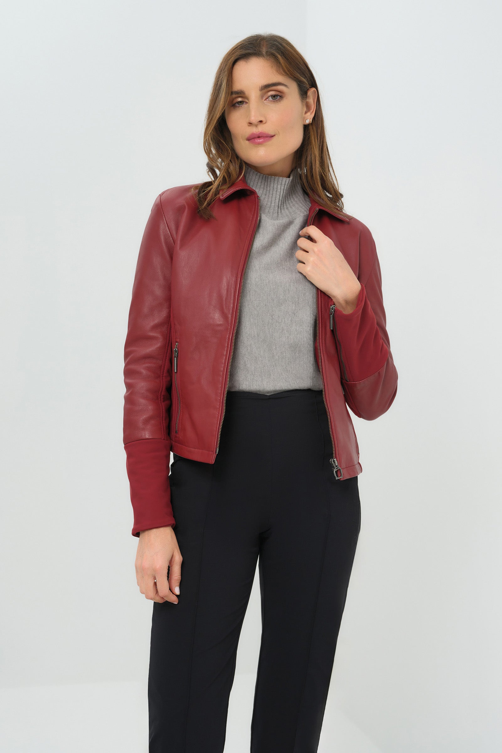 Dill Leather Jacket With Fleece Lined Panels