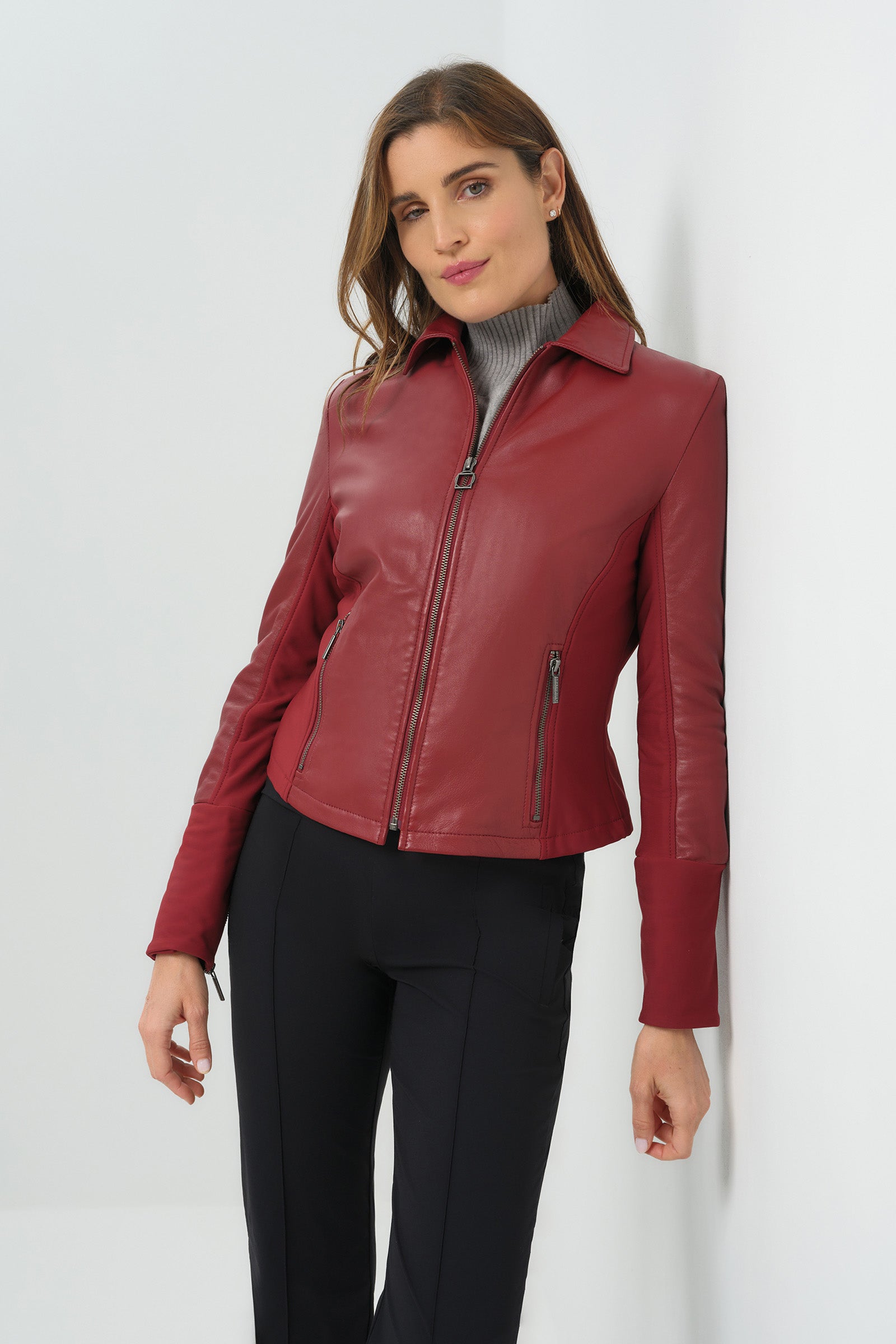 Dill Leather Jacket With Fleece Lined Panels