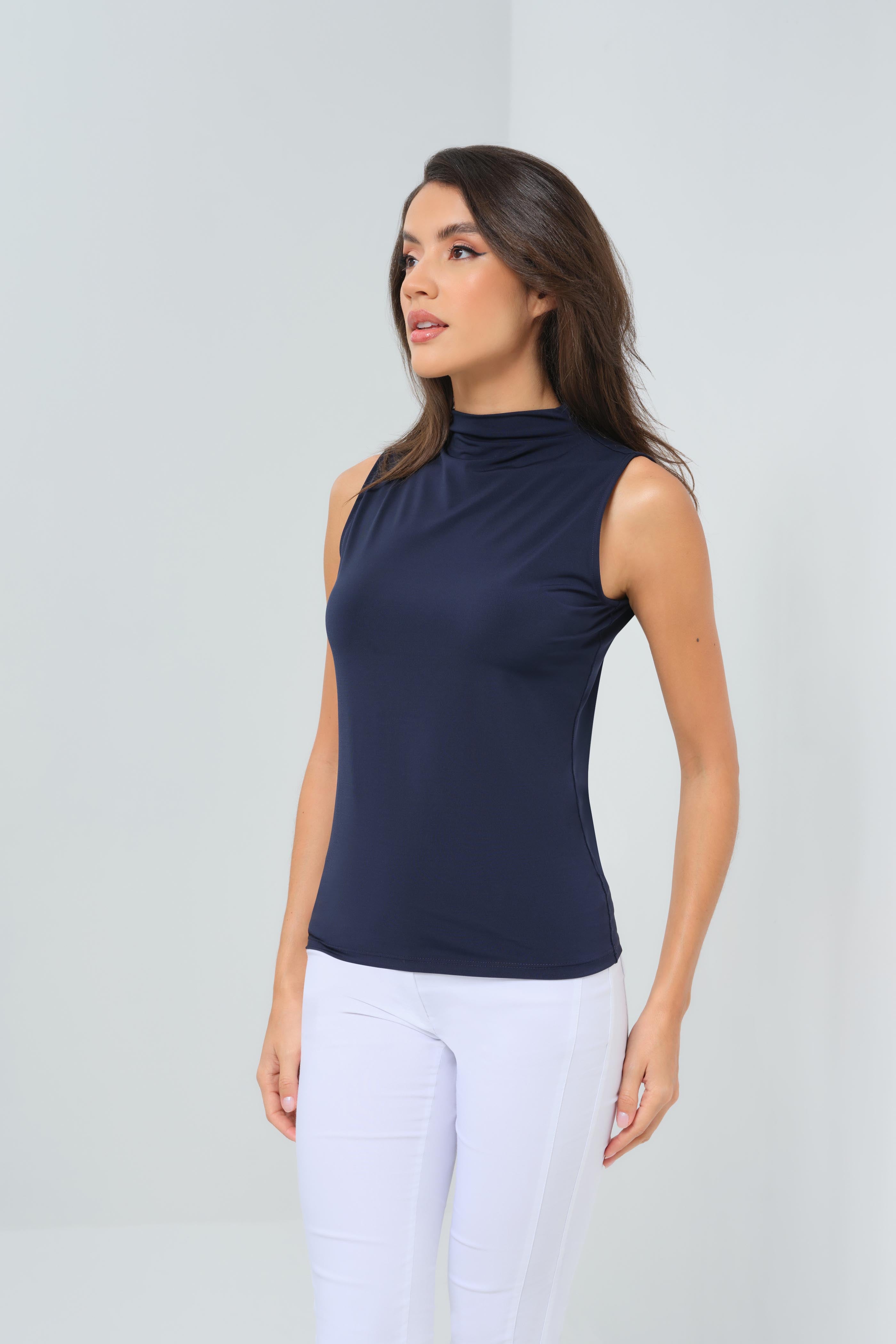 Siobhan Super Jersey Sleeveless High Neck Top
