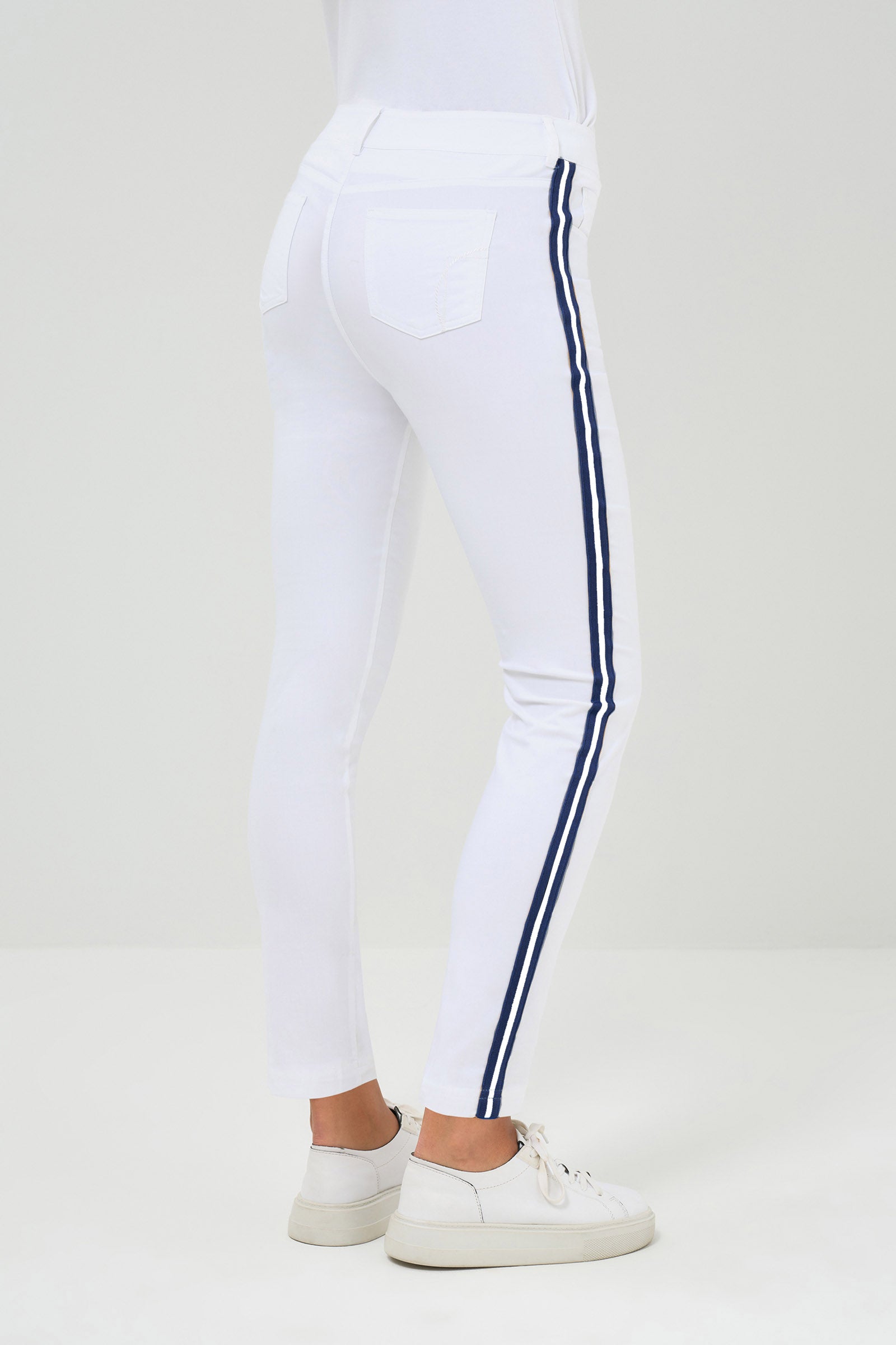 Pantalon skinny en coton performant à rayures Luli