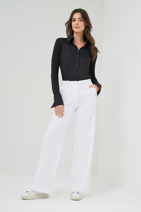 Julia Wide Leg Cargo Pant White