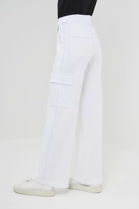 Julia Wide Leg Cargo Pant White