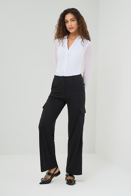 Julia Wide Leg Cargo Pant Black