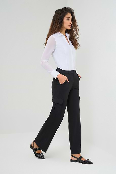 Julia Wide Leg Cargo Pant Black