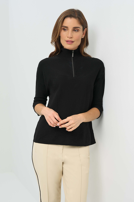 Lucely 1/4 Zip Elbowsleeve Mock Neck Sweater