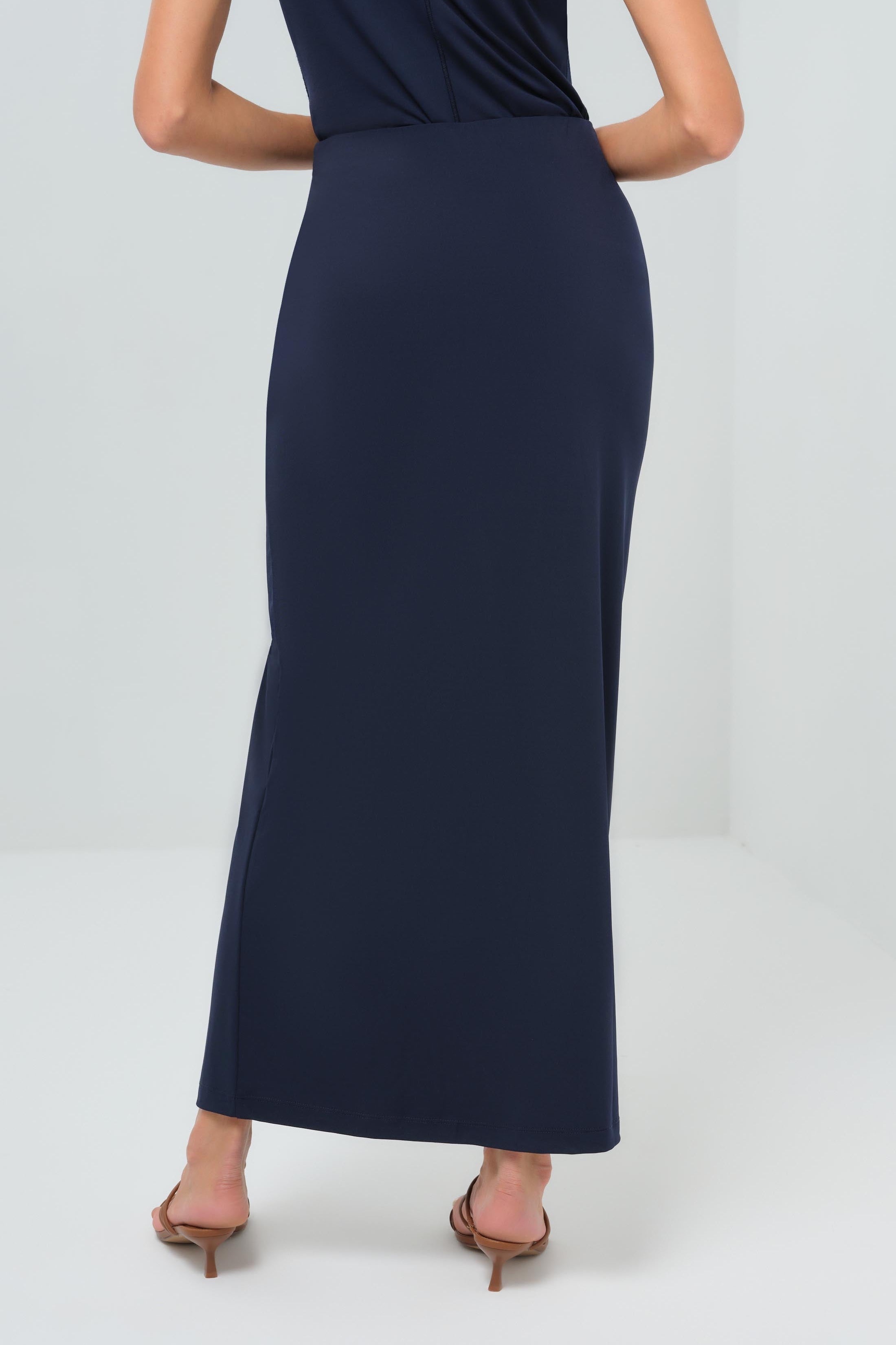 Olivia Super Jersey Maxi Ruched Slit Skirt