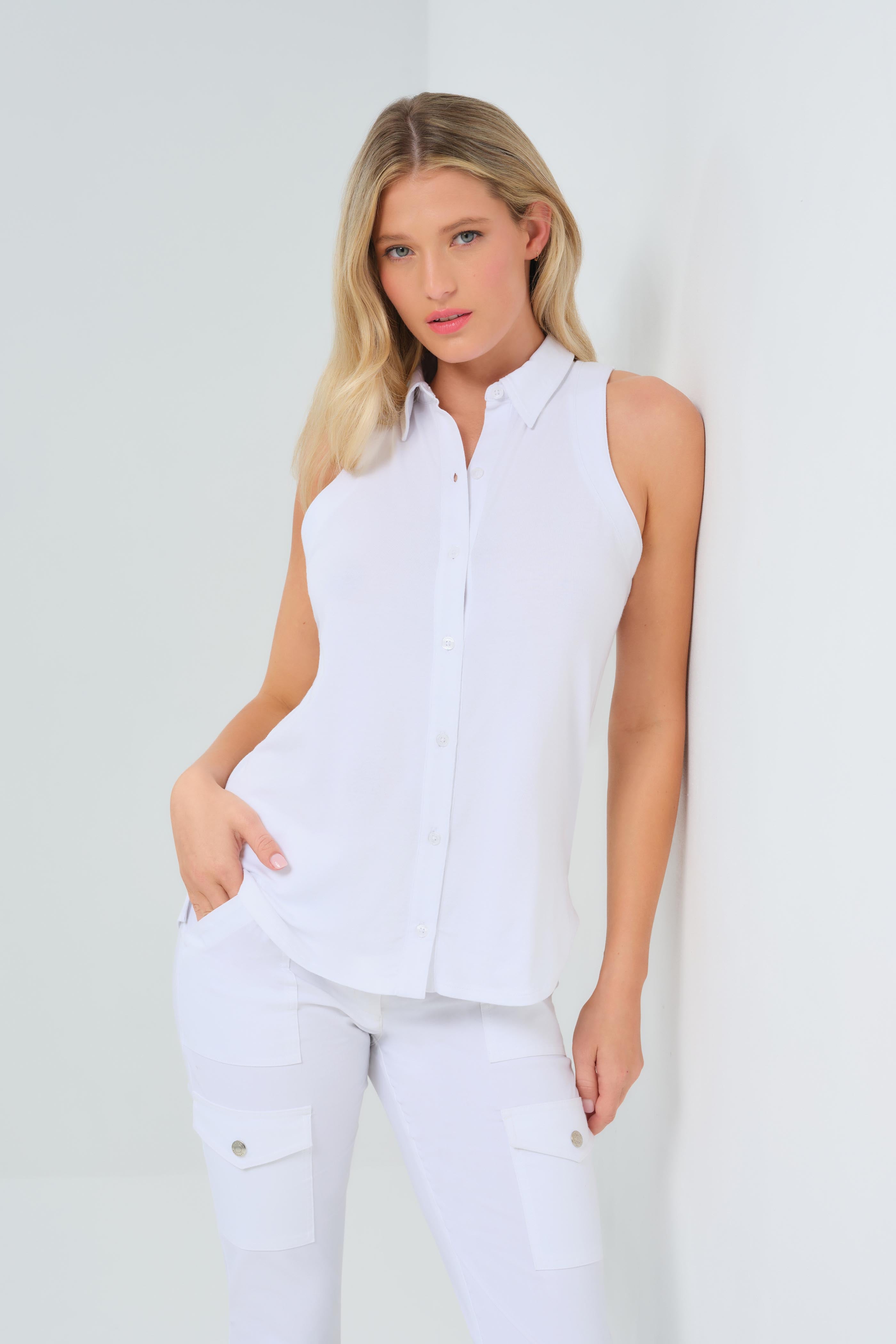 Blusa sin mangas con botones Elise