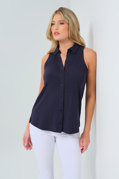 Elise Sleeveless Button Up Top