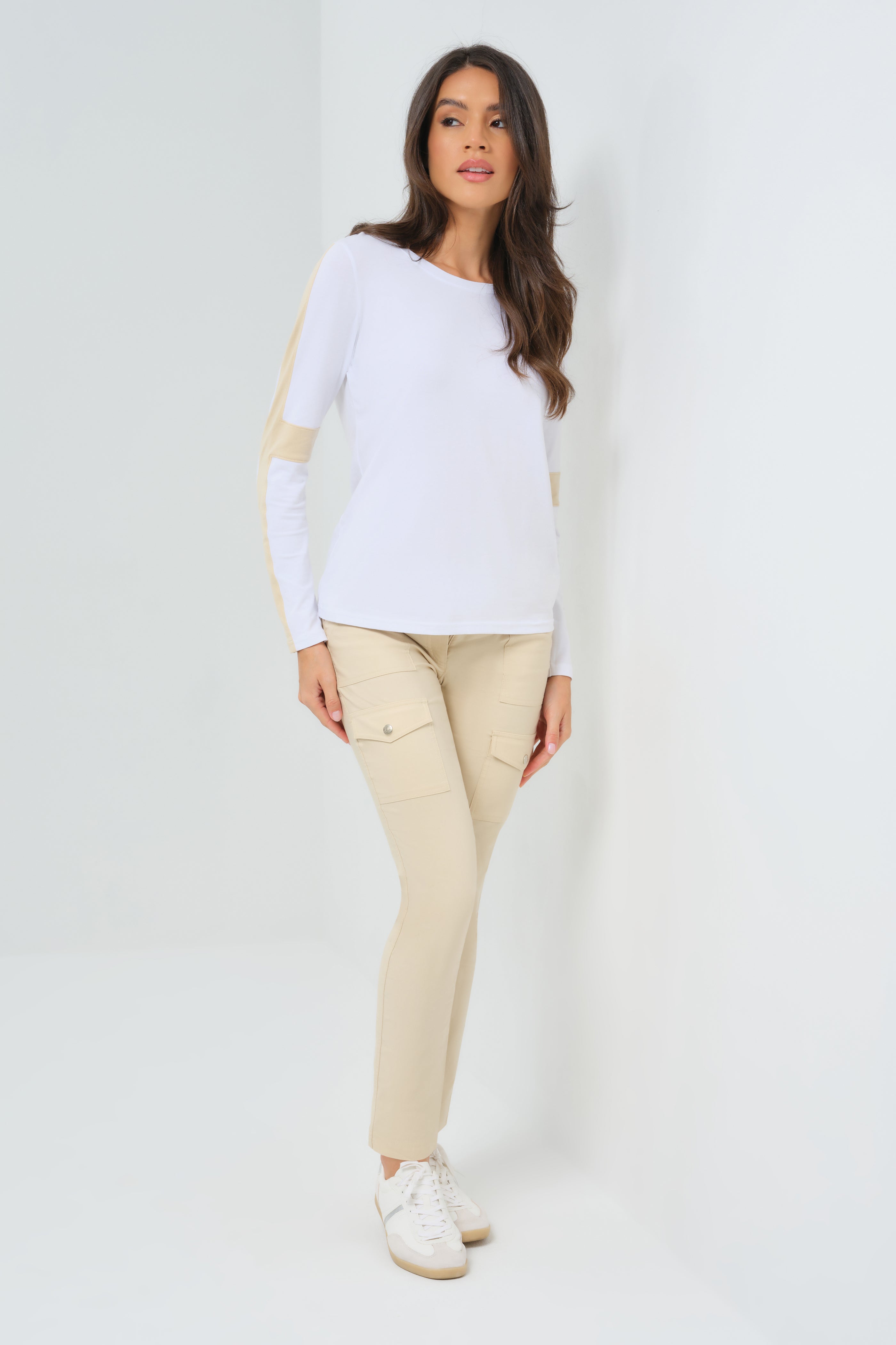 Kensley Contrast Sleeve Pima Top