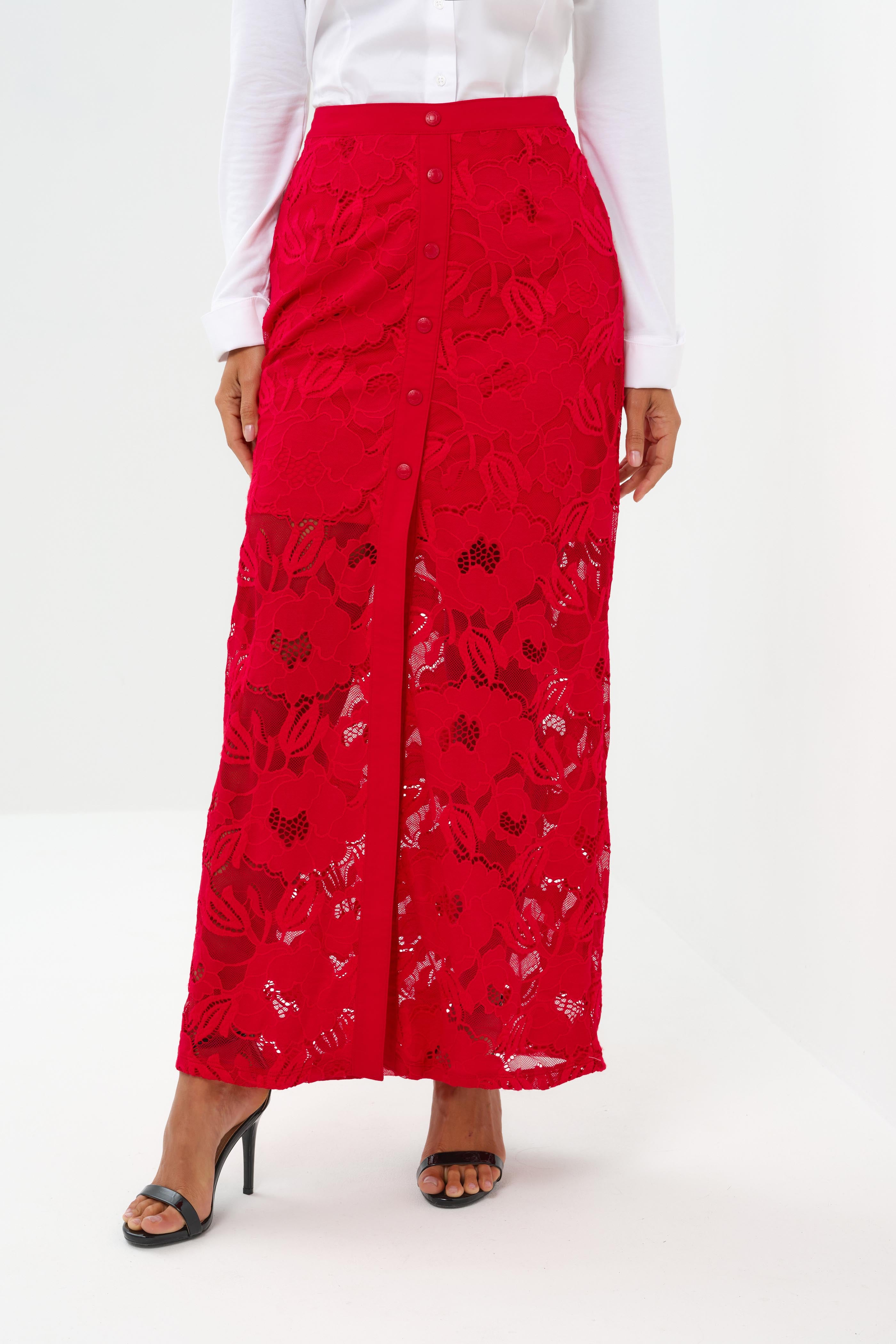 Ariel Ultralight & Lace Button Down Maxi Skirt