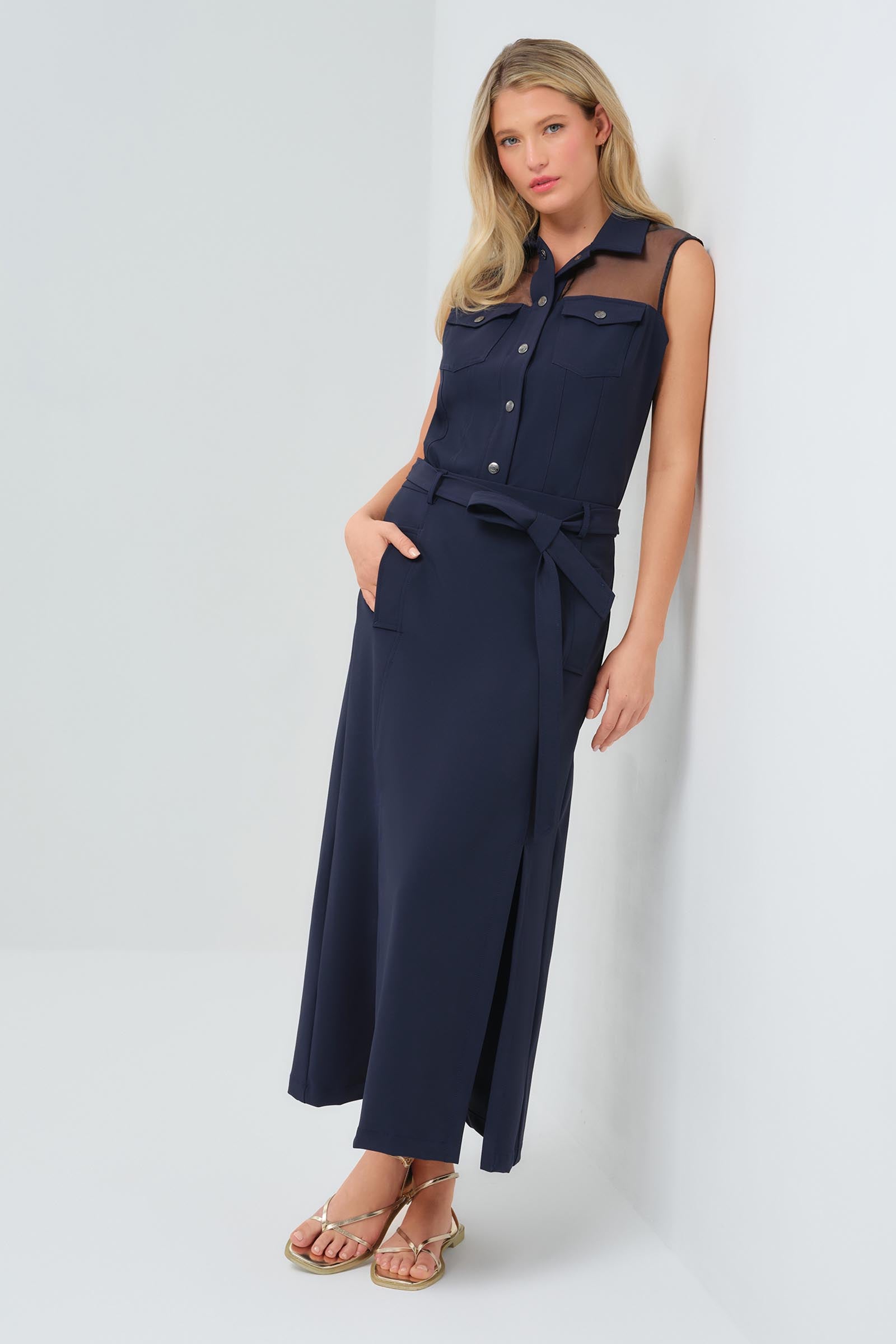 Galina Performance Twill Belted Skirt