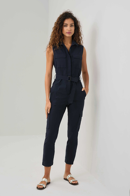 Lola Sleeveless Belted Utility Jumpsuit