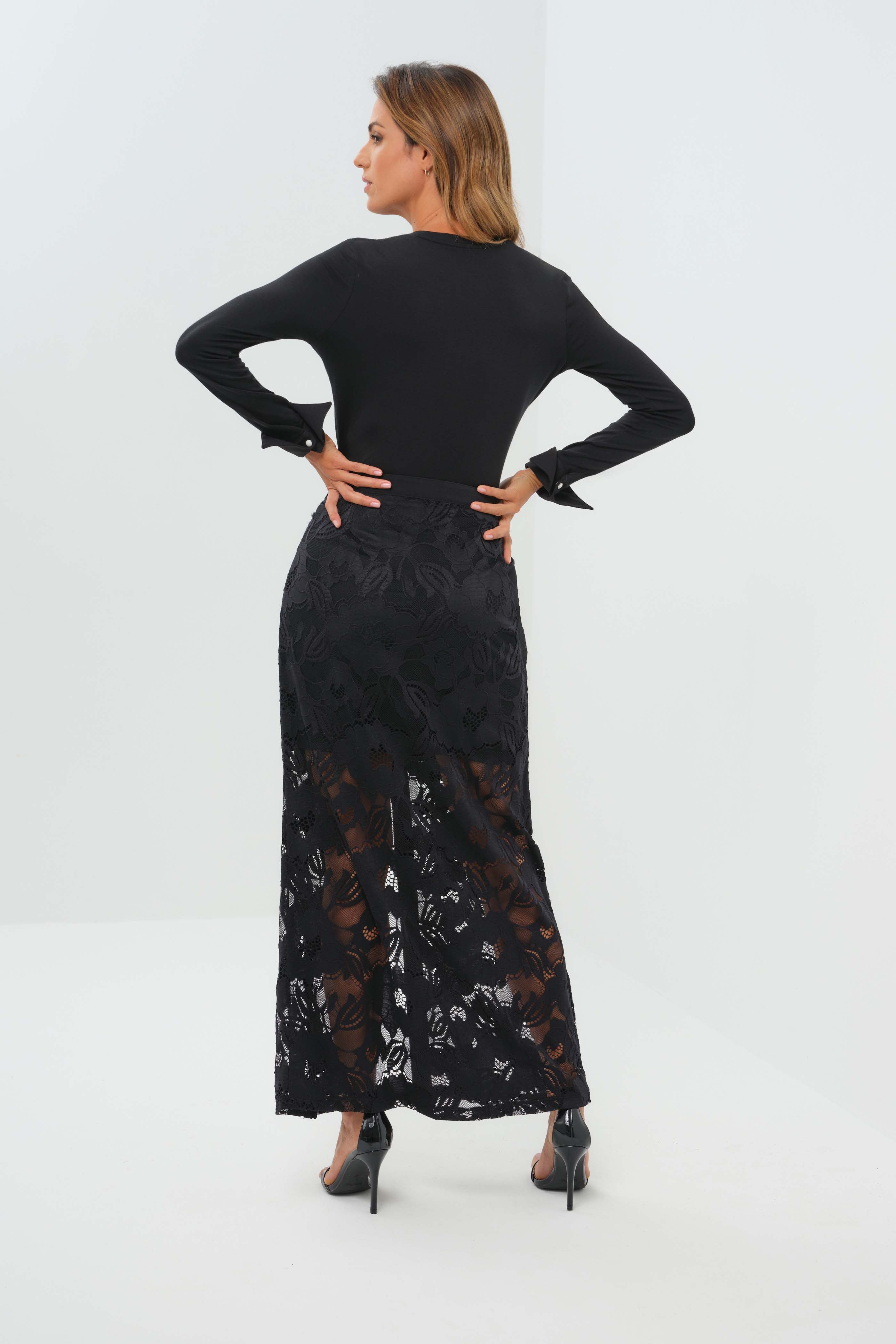 Ariel Ultralight & Lace Button Down Maxi Skirt