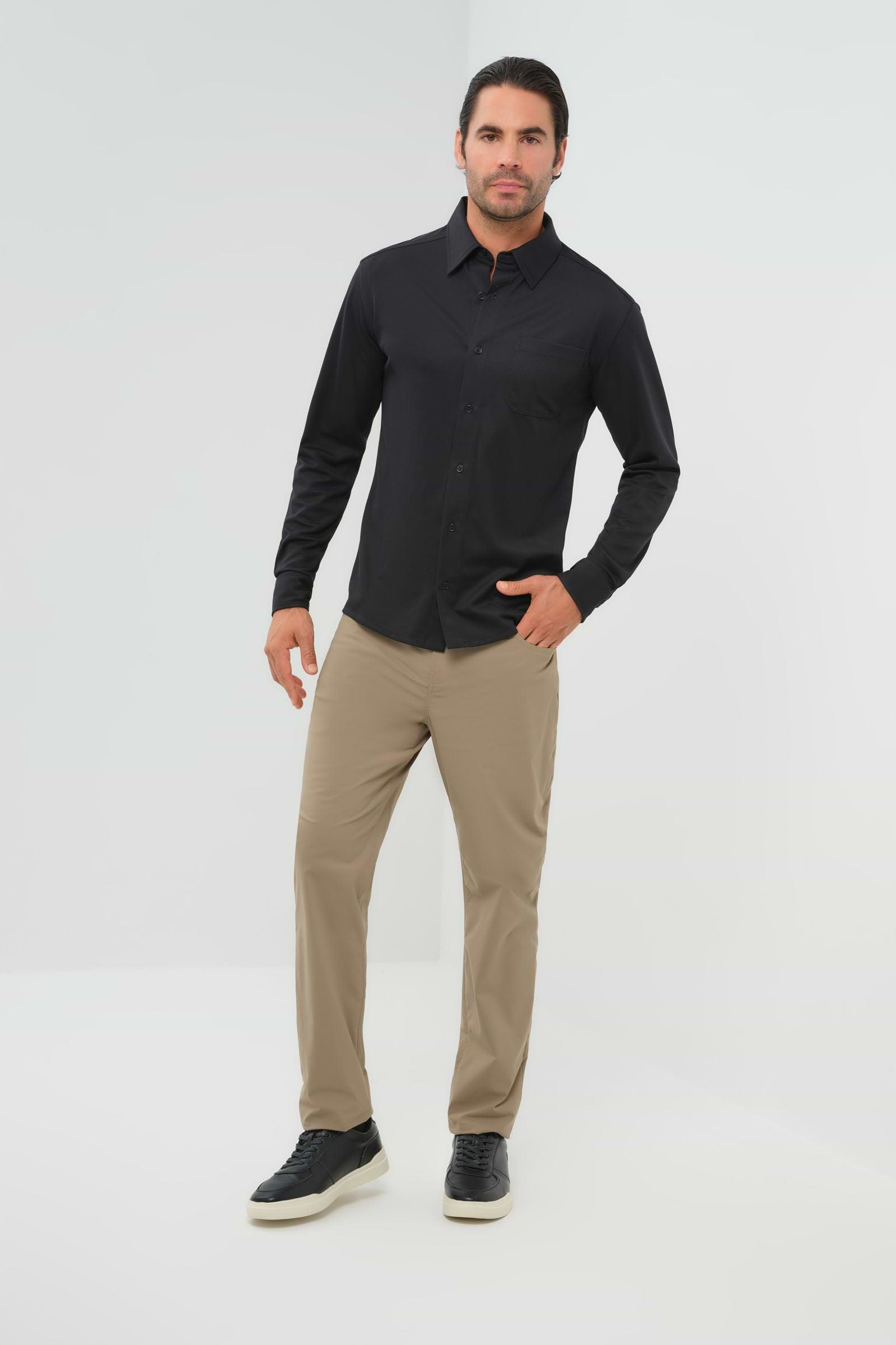 Mens Khaki Pants Black Shirt Nick Piquet Button Down Shirt Anatomie Mens Khaki Pants Black Shirt Nick Piquet Button Down Shirt Anatomie