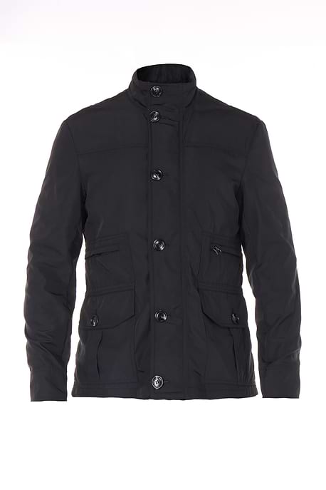 The Best Travel Jacket. Flat Lay of a Men's Mike Jacket in Black.