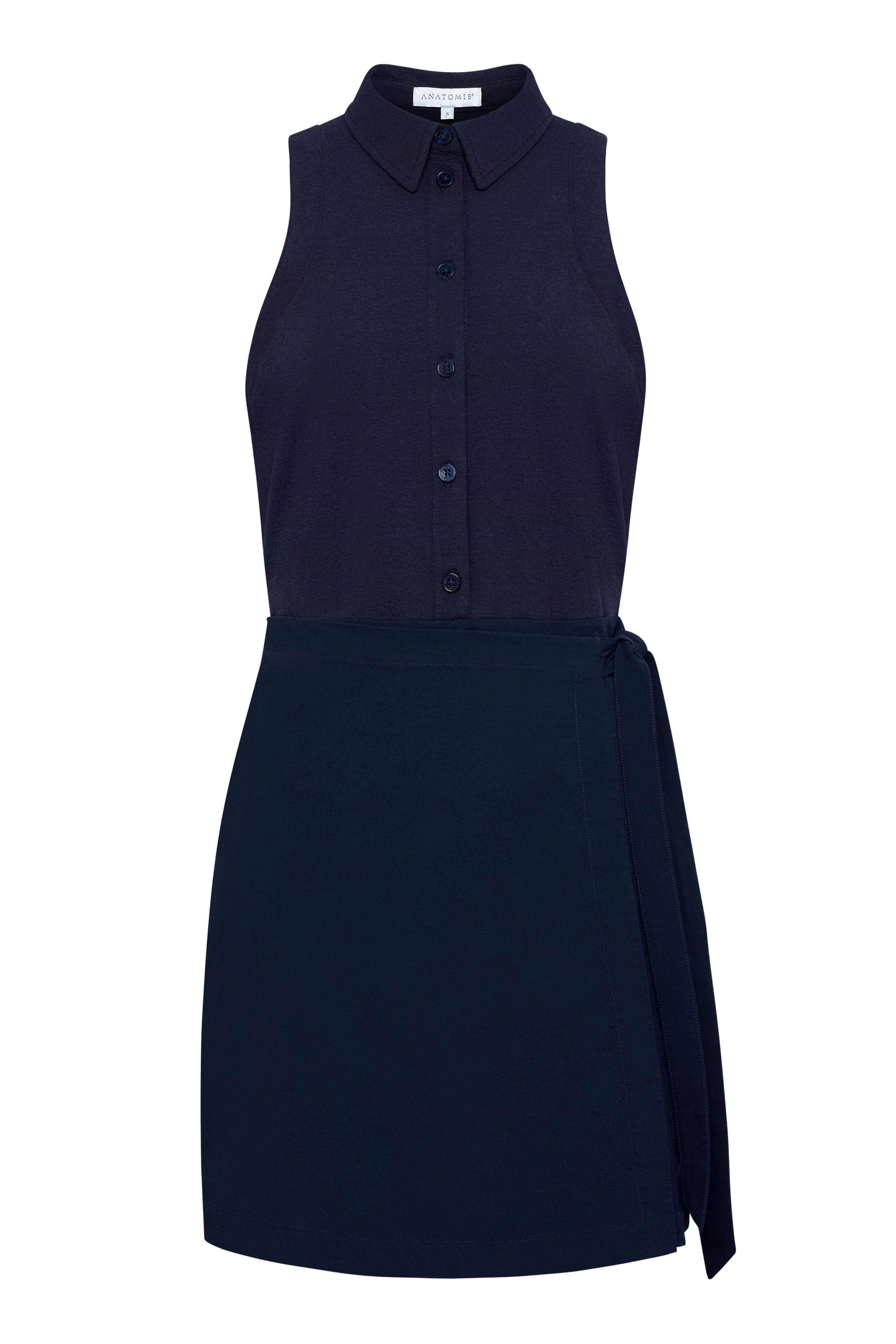 Vestido cruzado sin mangas con cuello y botones Milana