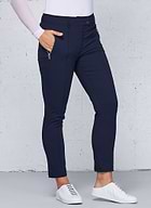 The Best Travel Pants. Side Profile of the Peggy Zippered Pant in Navy