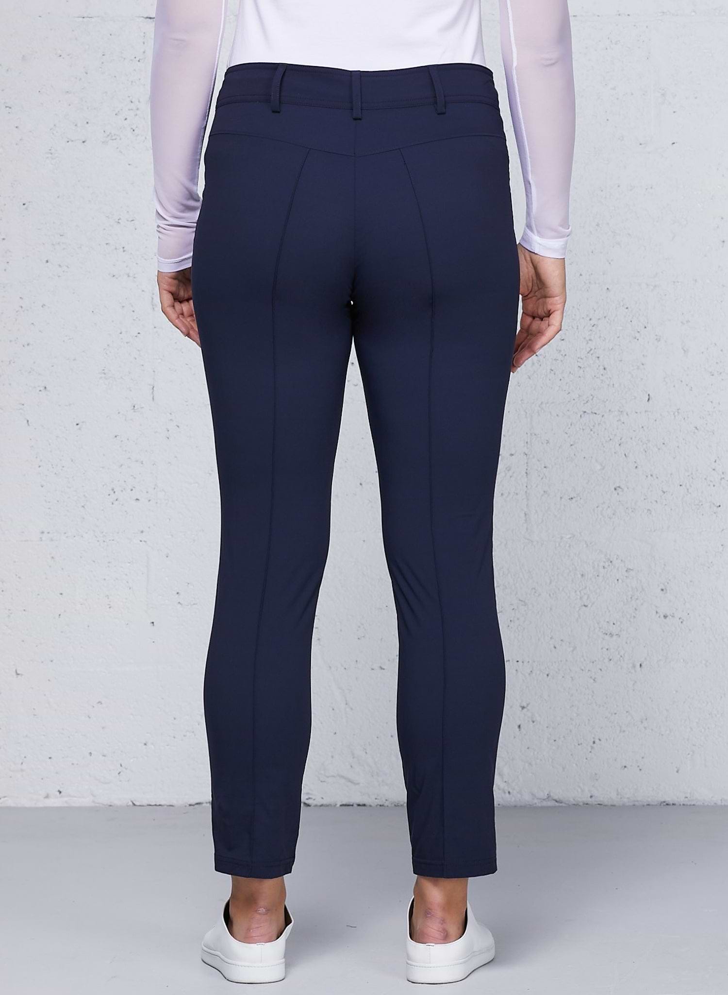 The Best Travel Pants. Back Profile of the Peggy Zippered Pant in Navy