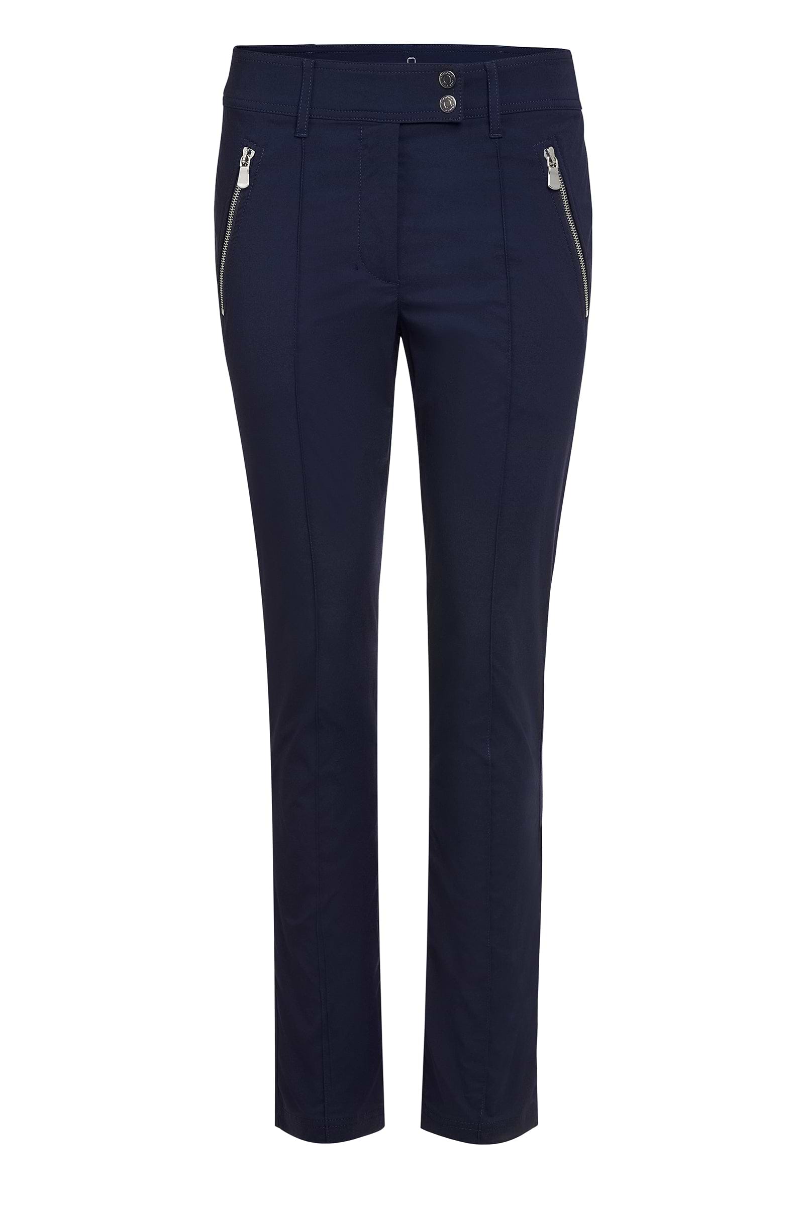 The Best Travel Pants. Flat Lay of the Peggy Zippered Pant in Navy
