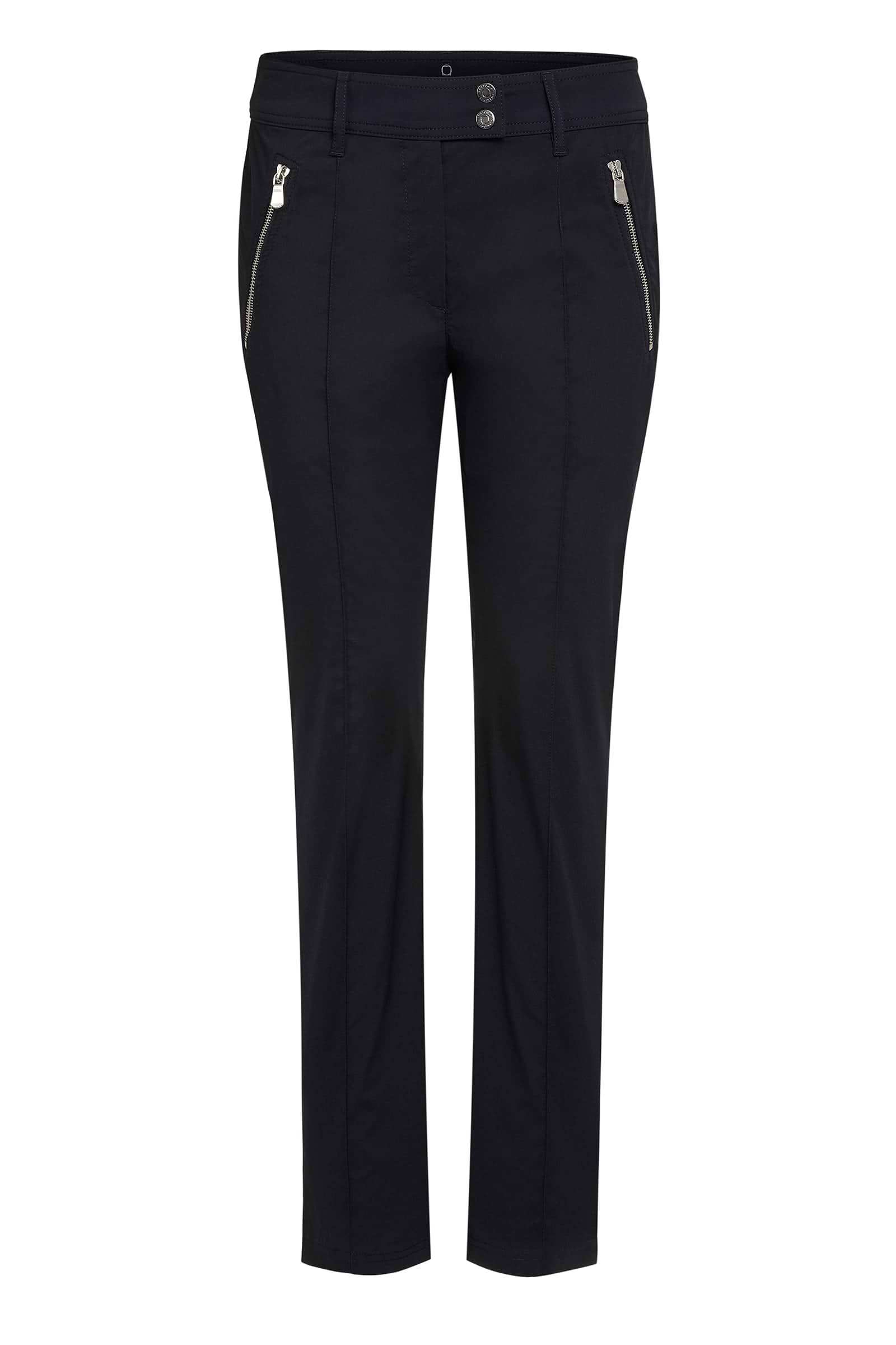 The Best Travel Pants. Flat Lay of the Peggy Zippered Pant in Black