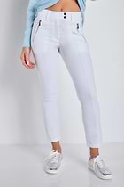 The Best Travel Pants. Front Profile of the Peggy Zippered Pant in White