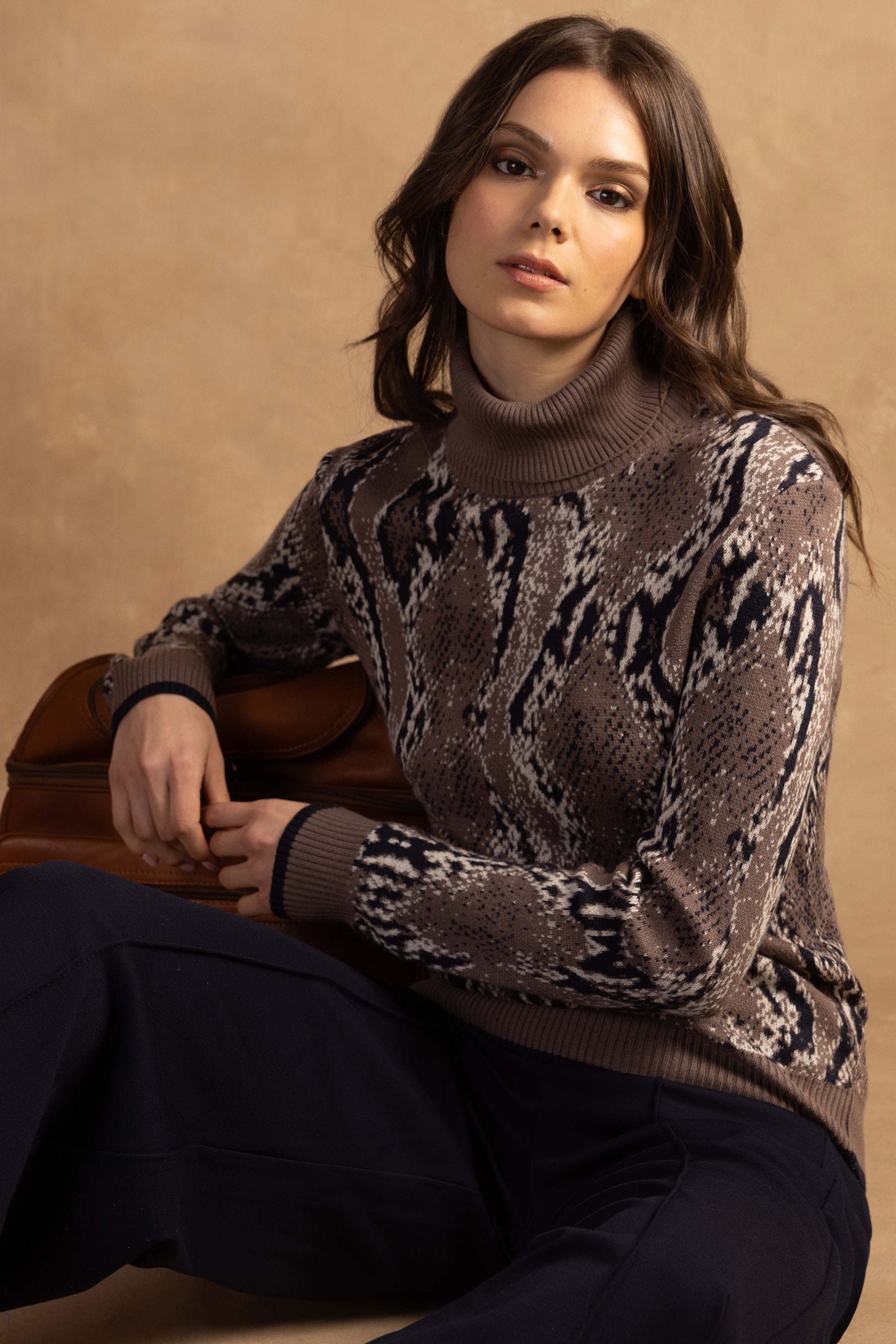 Printed Archer Removable Turtleneck Sweater