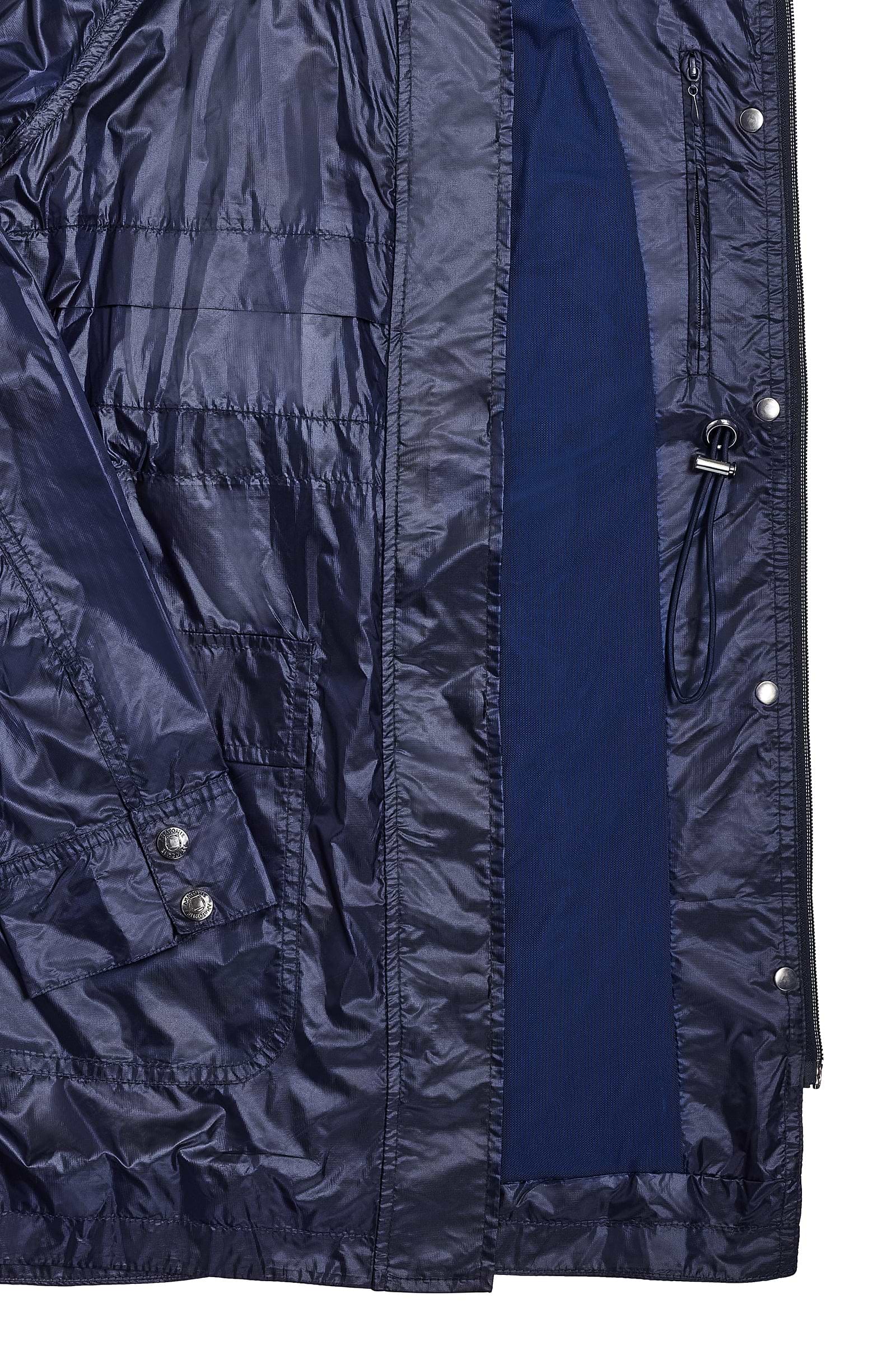 The Best Travel Jacket. Details of a Ramona Windbreaker Jacket in Navy.