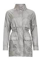 The Best Travel Jacket. Flat Lay of a Ramona Windbreaker Jacket in Silver Grey.