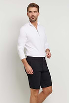 The Best Travel Top. Man Showing the Side Profile of a Men's Charlie Top in White.