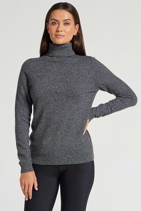 Charcoal || Emily Cashmere Turtleneck Sweater