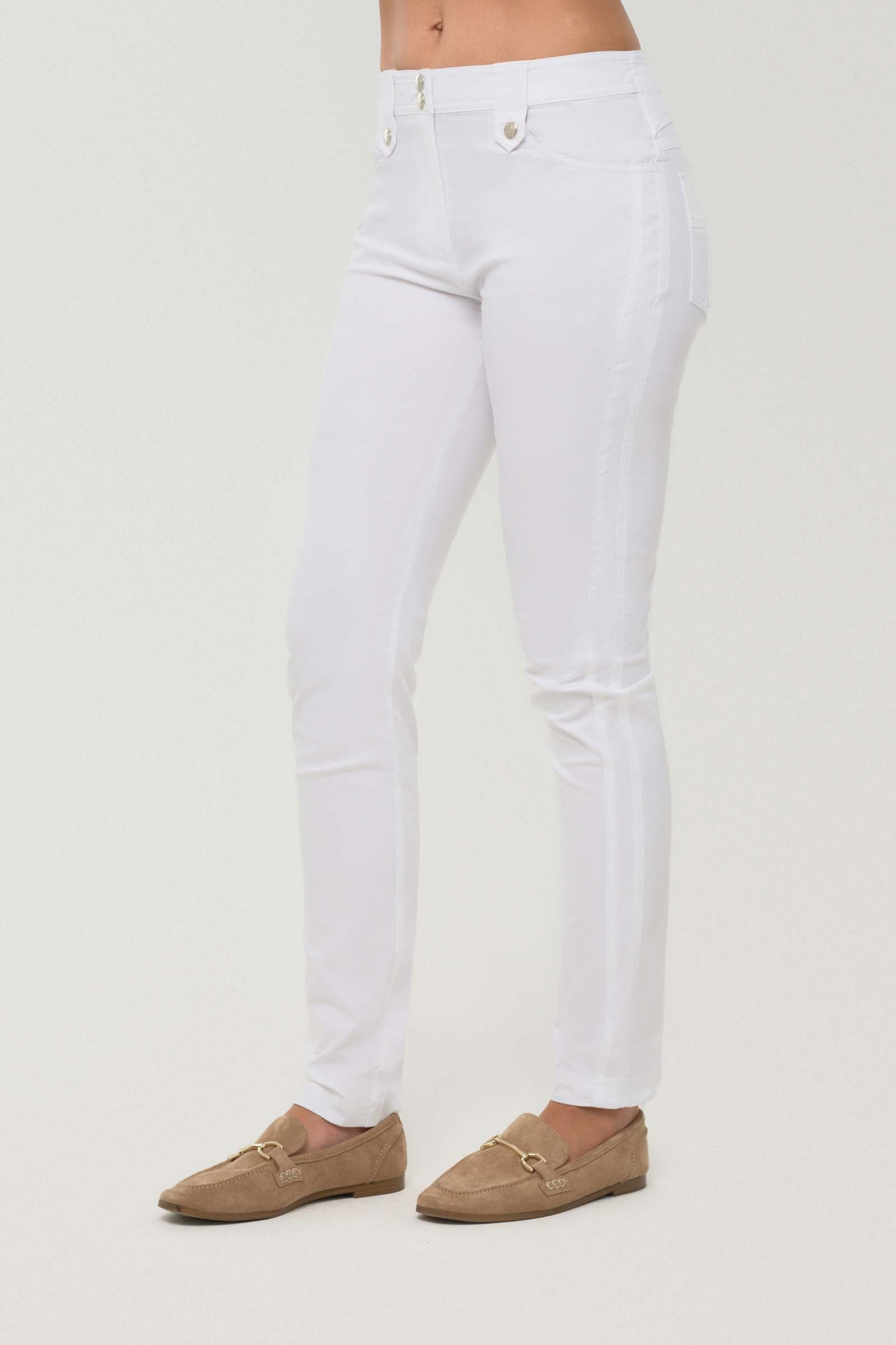 The Best Travel Pants. Side Profile of the Skyler Travel Pant in White