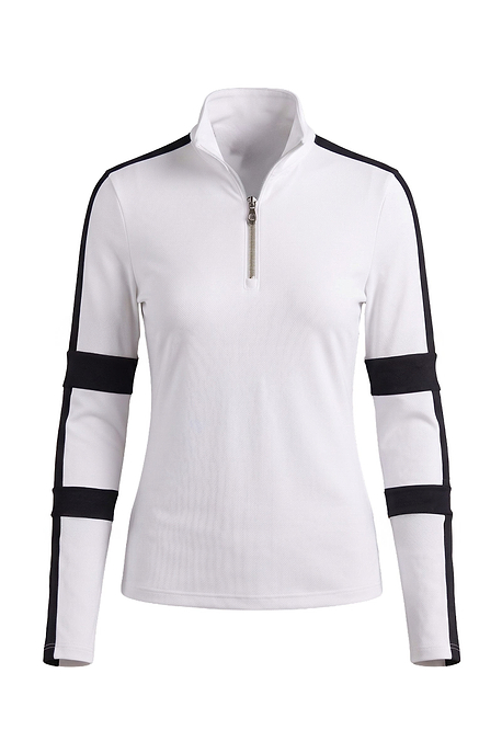 Stacey Sport Striped Zip-Up Top