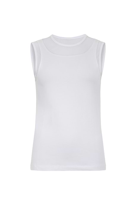 The Best Travel Tank Top. Flat Lay of a Flo Pima Cotton Tank in White