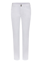 The Best Travel Pants. Flat Lay of the Luisa Skinny Jean Pant in White
